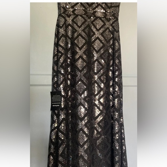 BCBG Maxazria Dress Skylah 4 Black Formal Maxi Sequins Argyle - Picture 7 of 10